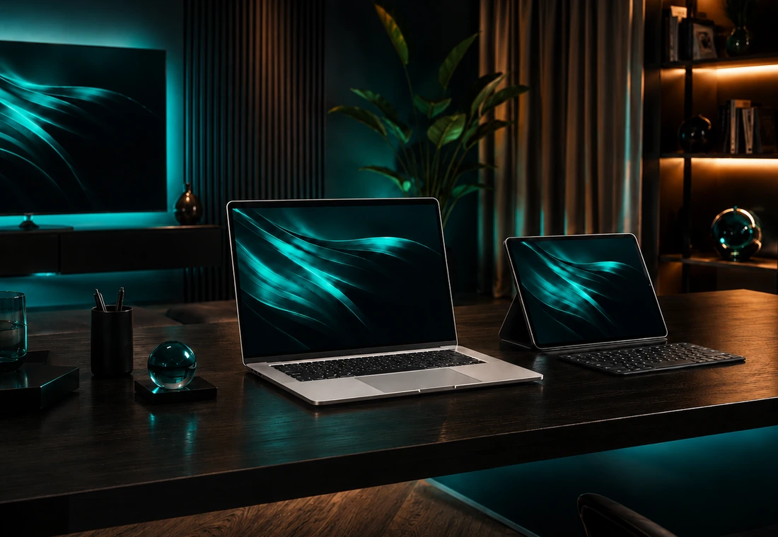 Ordinateur portable dans un salon